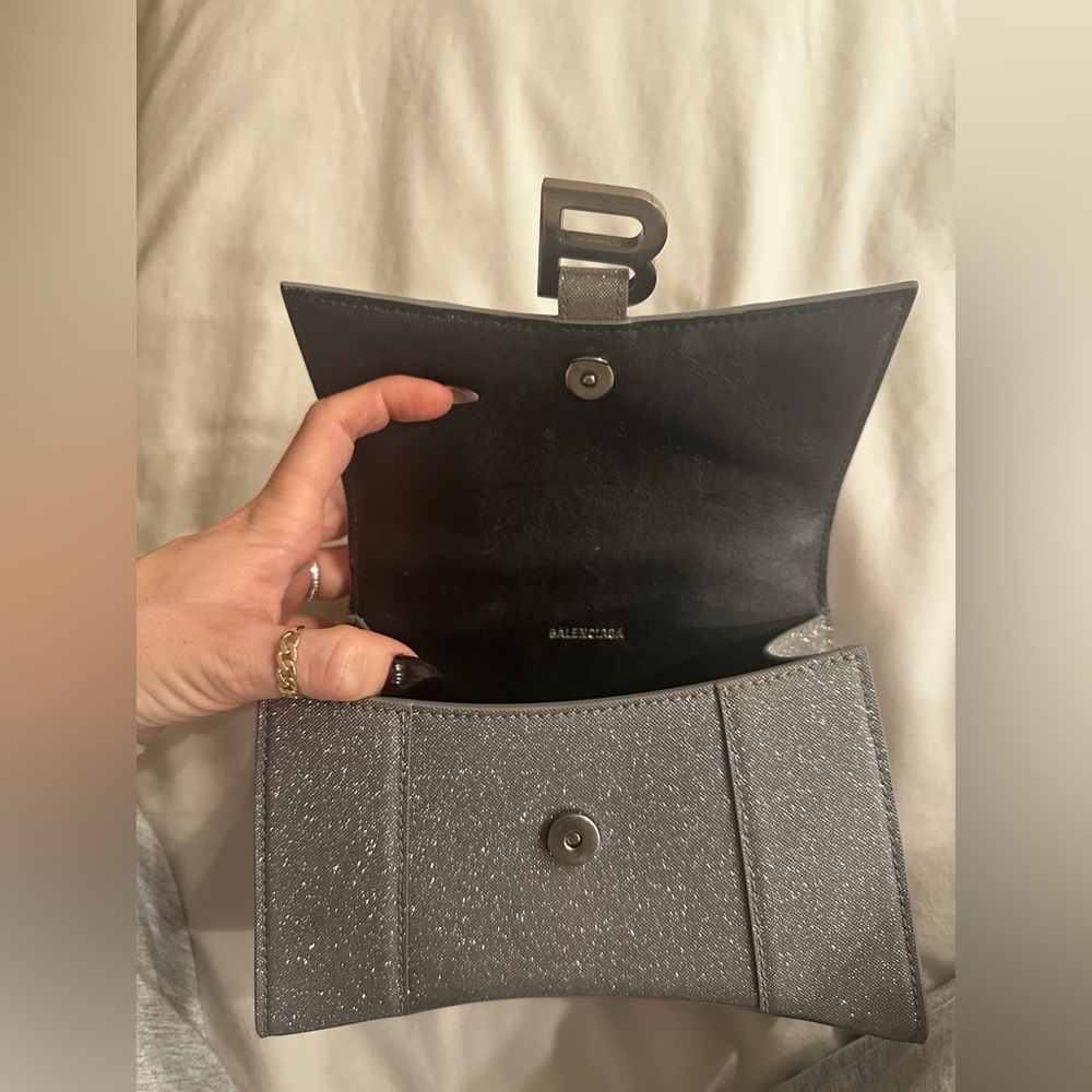 BALENCIAGA Silver Glitter Hourglass Bag XS - Picture 5 of 6